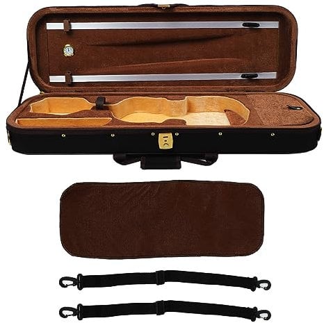 4/4 Geigenkasten in Voller Größe mit Hygrometer, Professioneller, Länglicher Geigen Hartschalenkoffer, Superleichte, Tragbare Geigentasche mit Reflektierenden Sicherheitsstreifen