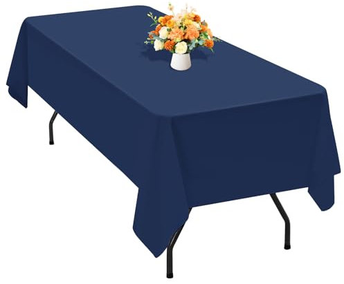 1 Packung dunkelblaue Polyester-Tischdecke für 1,8 m große rechteckige Tische, 153 x 260 cm Polyester-Stoff-Tischdecke, knitterfrei, waschbar, für Hochzeit, Geburtstag, Party, Bankett-Dekoration