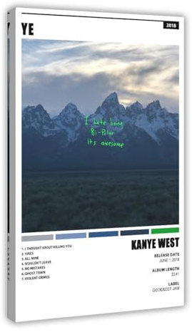 Jamjum Musikposter Ye by Kanye auf Leinwand, Posterrahmen: 50 x 75 cm