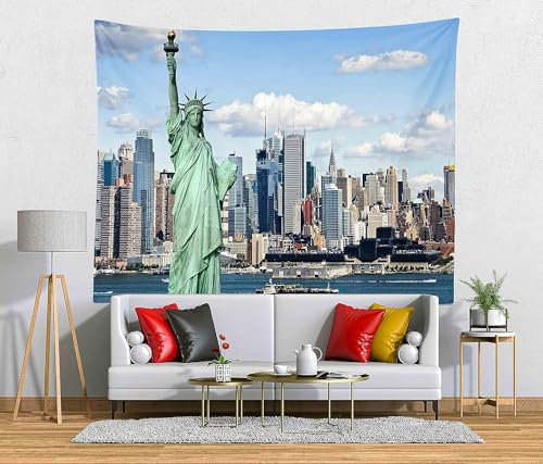 Tizhweqo Wandteppich 3D New York, Wandbehang Stadtbild, Wandtuch New York Tapisserie Tapestry für Schlafzimmer Wohnzimmer Wohnheim Deko 200x200 cm D191