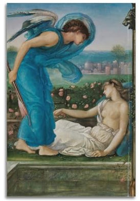 Poster von Edward Burne-Jones Amor und Psyche (ca. 1870), Leinwand-Kunstdruck, zum Aufhängen, Geschenkidee, Dekoration, Heimkunst, 60 x 90 cm