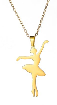 Amaxer Ballerina Halskette für Mädchen Gymnastik Ballett Ballerina Tanztänzerin Edelstahl Schmuck Geschenke Anhänger Halskette für Turnerin Frauen (Stil 6, Gold)