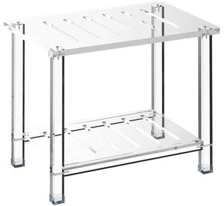 GOIOOIA Acryl-Duschbank für Innendusche, 35,5 cm T x 54 cm B x 46,5 cm H, strapazierfähig (bis zu 136 kg), Badezimmer-Duschhocker mit Ablage, für Rasieren von Beinen und Spa, wasserdicht, rutschfest