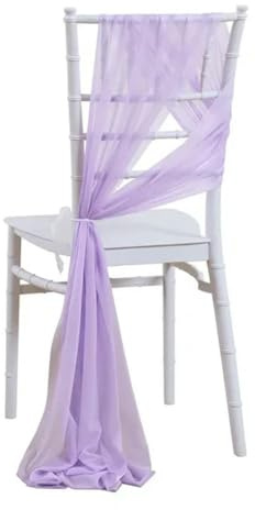 10/50 pcs as Chiffon Chair Sashes Wedding Chair Decoration for Aisle Party Banquet Event,17x275cm Long-Light purple-50 pcs
