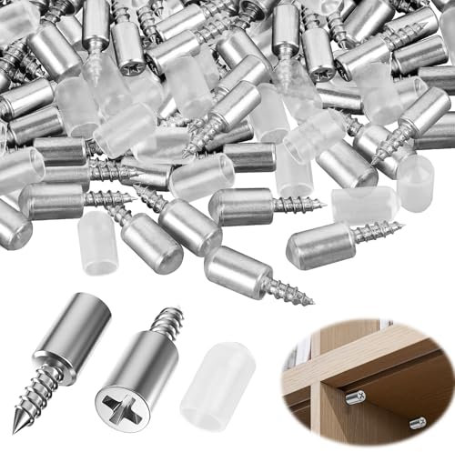 Regalbodenträger Selbstschneidende Schraube 60Stk Regalstützen Regalbodenhalter Regalstifte Bodenträger Integrierte Schraubenlaminathalterung mit Gummischutz Einlegeboden Halter für Möbel Schränke