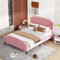 Zravenna Polsterbett 140x200 cm mit Bettkasten Samt, Bett Bettgestell mit Lattenrost Holz, Doppelbett Jugendbett Gästebett, Rosa