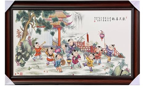 Peinture murale de tuiles Peinture sur panneau en porcelaine chinoise, peinture murale de couloir en porcelaine céramique, décoration de la maison, peinture de fond Images murales ( Color : 7 )