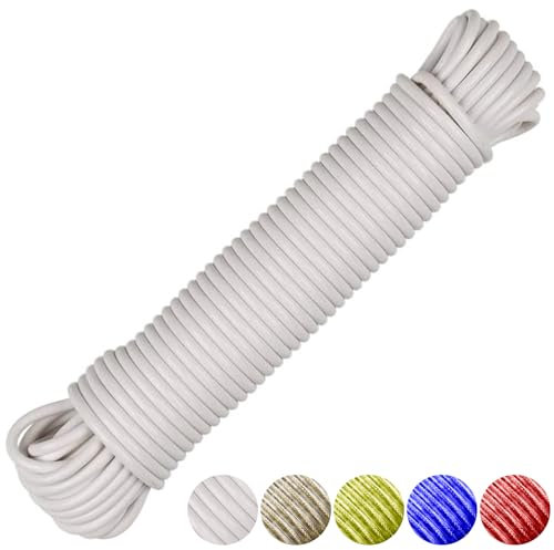 Wäscheleine 60 m mit Stahlkern und Kunststoffummantelung, UV- und witterungsbeständige Leine, sehr reißfestes Wäscheseil