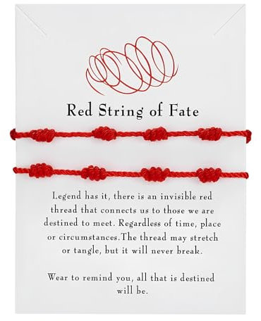 Ozmw 2 Pezzi Bracciale Coppia filo rosso, Bracciale Portafortuna Donna, Regali Di Coppia, Bracciale Filo Rosso Del Destino