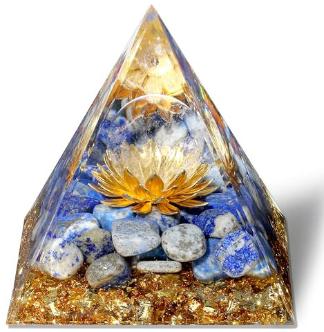 GUJOXILA Orgonit Pyramide Lapislazuli Edelsteine Lotus Pyramiden Positive Energie Kristalle Heilsteine Bringt Glück Pyramide Weihnachten Spirituelle Geschenke Weihnachtsgeschenk