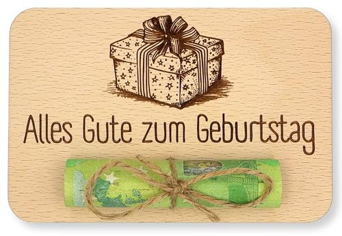 ZUKLA kleine Verpackung für Geldgeschenke Geburtstag 12 x 8 cm - Geldgeschenk Verpackung Holz - Handmade - Geschenkgutschein