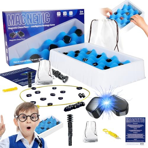 Juego Magnético de Mesa, Ajedrez Magnetico, Juego De Imán De Mesa, Juego Imanes Cuerda, Magnetic Chess Game, Juego de Mesa de Ajedrez con Piedras Magnéticas para Familiares y Amigos Fiesta Viaje