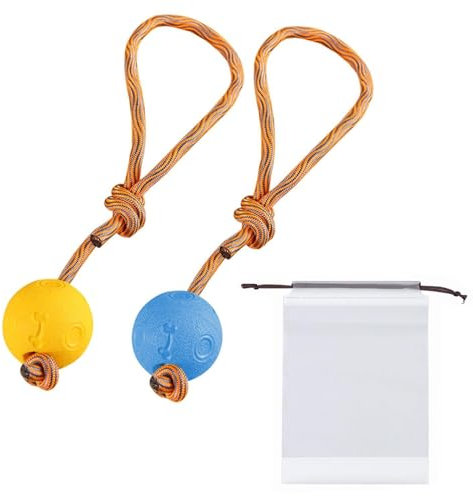 CWPFVQA 2 Jouets pour Chiens en Corde, 1 Sac De Rangement, Jouet De Remorqueur pour Chiens, Corde De Tir À La Corde, Balle Indestructible pour Chien, Balle pour Chien avec Poignée.