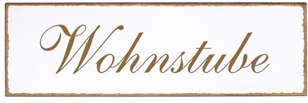 Dekolando Deko Türschild - Wohnstube - Schild 150 x 50 mm - Schilder Türschilder Namensschilder Wohnung selbstklebend Holzschild Tür Holzschilder
