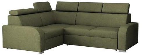 Mirjan24 Ecksofa mit Schlaffunktion Apollo 2rR1, Polsterecke, Eckcouch mit verstellbare Kopfstützen, Komfortecksofa, Wohnlandschaft für Wohnzimmer (Crown 11)