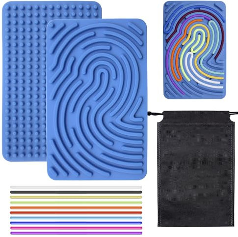 Sensorik Activity Board Silicone Fidget Toy mit Reisetasche & 10 Silikonstreifen Silent Sensory Board Doppelseitiges Aktivitätsbrett Sensorik Spielzeug für Stress Angst Autismus ADHS(Dunkelgrün)