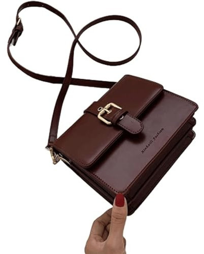 HSHTTKL Vielseitige Vintage-Umhängetasche, vielseitige Shopping-Business-Tasche, Damen-Umhängetasche mit Klappe, Schnalle, Handtasche