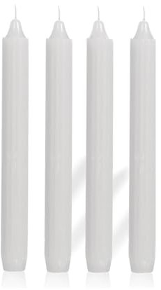 Scentoria Stabkerzen Weiß, 4 Stück Kerzen, Stabkerzen, Spitzkerzen, Bunte Kerzen, Stabkerzen Set, 4x Tafelkerzen Gerippt, 25cm, 7 Stunden Brenndauer