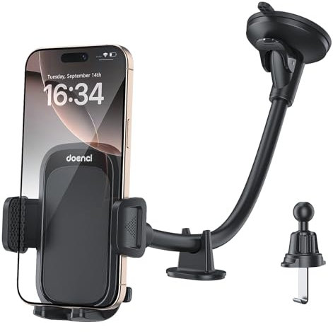 Porta Cellulare Auto con Super Ventosa + Braccio a Cigno 23 cm, Supporto Telefono Auto Universale per Cruscotto Parabrezza e Aria Condizionata Compatibile con iPhone 15 Pro e Smartphone 4-7 Pollici