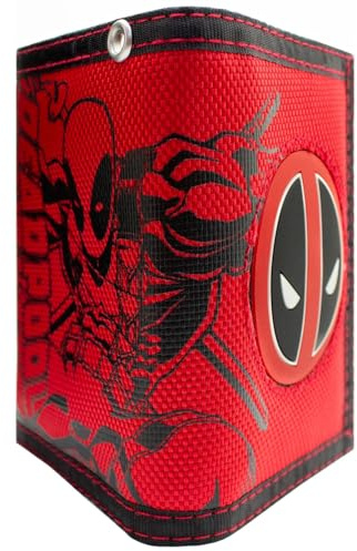 PocketGear Dead Pool Wade Mit Einem Mund Anti-Held Anzug Geldbörse/Geldbeutel Tri-Fold Münzfach & Kartenhalter, Rot