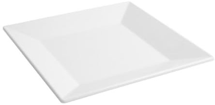 Lot de 6 assiettes plates carrées LEA, plat à service à pâtes desserts en porcelaine blanche - Longueur 25,5 x largeur 25,5 x x hauteur 2,8 cm