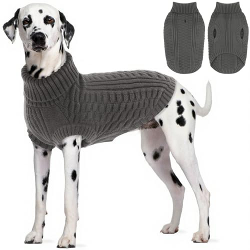 CITÉTOILE Hundepullover Strickjacke Rollkragen Ärmellos Grau XXL | Weiches Fleece, Atmungsaktiv, Bequem, Ideal für kleine & mittelgroße Hunde, Warme Welpenkleidung