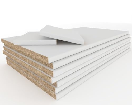 Euro Style Spanplatte nach Maß, maßgefertigt Arbeitstischplatte, Einlegeboden Regalboden Holzboden, Wunschmaß, 18mm, 7 Farben (weiß, 80x50)