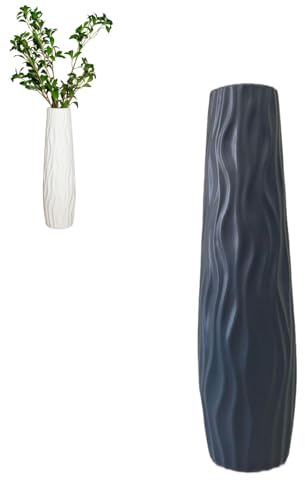Große Bodenvase, große Bodenvase, dekorative Vasen, strukturiert, bruchsicher, Bodenvasen für Zuhause, Wohnzimmer, Arbeitszimmer, Dekoration (Grau)