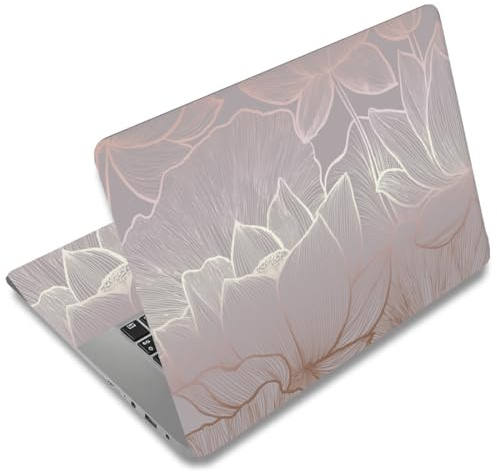SUPERDANT 3 PCS Golden Lines Louts Laptop Skin Sticker Decal 38x27cm | Flower Universal Notebook Sticker Decals fits for 12 -15.6 Inches Vinyl Laptop Cover Stickers Removable Notebook Protector