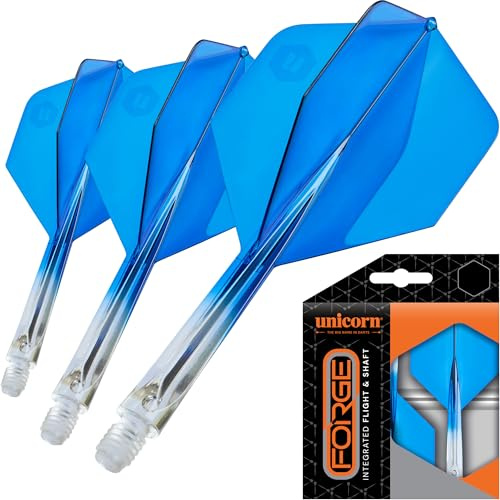 Unicorn Forge integrierte Dart-Flights & Schäfte, 1-teiliges Design für perfekten 90°-Flossenwinkel, leichtes, Robustes Polymer, Plus-Form und Standard-2BA-Gewinde, mittlerer Schaft, 26 mm