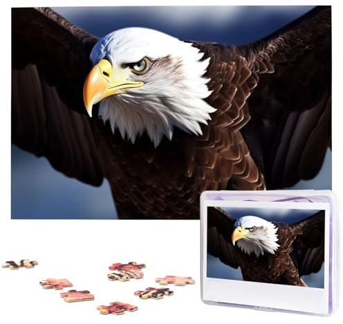 Adler Holzpuzzles, 1000 Teile, personalisiertes Puzzle für Erwachsene, interessante individuelle Fotopuzzles, Geschenk für Feiertage, Geburtstag, Hochzeit, Jahrestag