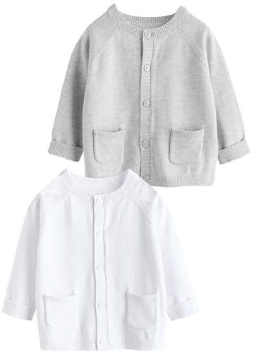 NEXT Baby Strickjacke in Grau und Weiß, 2er-Pack