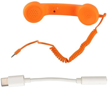 STRAHLUNGSFESTES RETRO-HANDY-HANDGERÄT FÜR SMARTPHONES MIT AUSGEZEICHNETER AUDIOQUALITÄT 3,5-MM-USB-C-VINTAGE-HANDGERÄT (Orange)