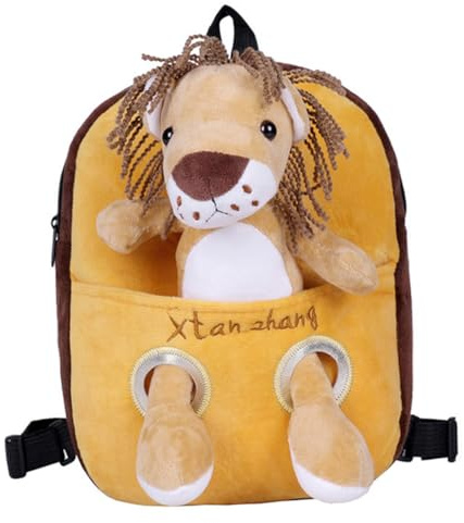 Anti Verlust Rucksack Plüsch Cartoon für Kinder Einschulung Feier Orange | Verstellbarer Tragegurt, Weiche Schulterriemen, Leichtes Design, für Ausflüge und Kindergarten Jungen