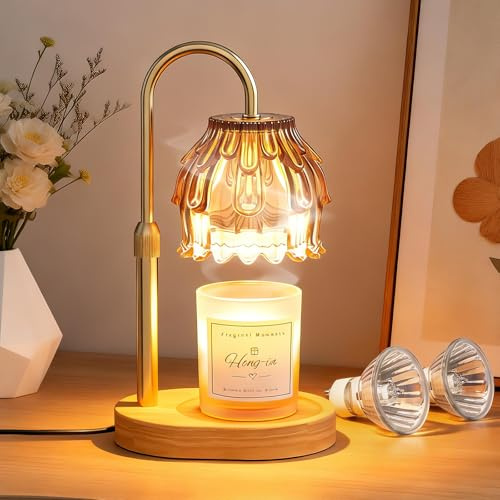 FlyQintess Tawny Candle Warmer Lamp with Timer, Birthday Gifts for Women | Height Adjustable, Dimmable, Wax Melt Lamp, Gift for Her, House Warming, Birthday Present, Modern Home Decor, with 2 Bulbs
