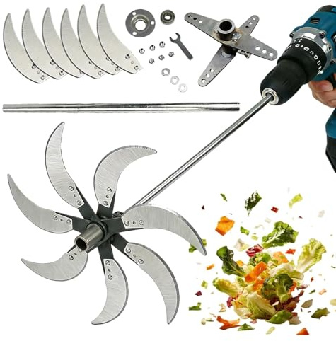 Lames De Couteau pour Broyeur à Herbe Domestique, Ensemble de Broyeur à LéGumes à DiamèTre RéGlable avec 12 Lames en Acier Inoxydable Ultra-Tranchantes pour Hacher L'Herbe(6pcs)