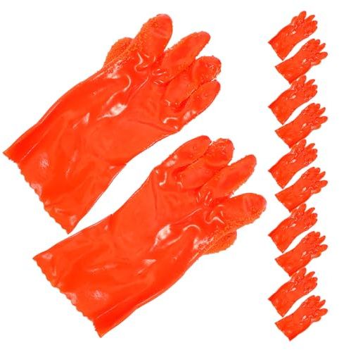 MAGICLULU 6 Paar Robuste Reinigungshandschuhe L Schlangenförmig Flexibel Abriebfest Lange Arbeitshandschuhe für Rohr und Abflussreinigung im Industrie und Haushaltsbereich