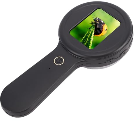 Bewinner Optisches Linsendesign, 200-fache Digitale Lupe, Tragbares Mikroskop Zur Pflanzenbeobachtung, 2-Zoll-Bildschirm für Wissenschaftsbegeisterte (Black)
