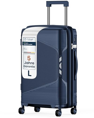 4FLY Leichter Hartschalen-Reisekoffer L - Groß 64 cm (61L) – Trolley Koffer mit TSA-Schloss, Doppelrollen, Aluminium-Teleskopgriff & Doppelreißverschluss, Aufgabegepäck Reisegepäck