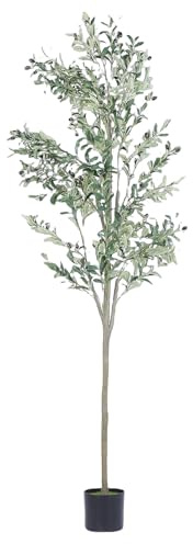 FILFEEL Artificial Olive Tree 6.89 Ft Tall – Faux Olive Tree with Lifelike Leaves & Hand-Painted Olives for Home, Office & Commercial Interior Decoration