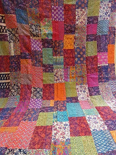 Tribal Asian Textiles Couvre-lit réversible fait main en coton Ajarak Imprimé indigo