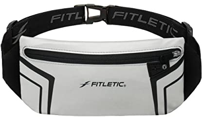 Fitletic Blitz Phone Holder Bum Bag Lightweight and Sleek Running Belt with Dual Adjustable Strap Unisex Waist Bag for Men and Women Ideal Sport Bag for Travel and Outdoor Activities, Silver