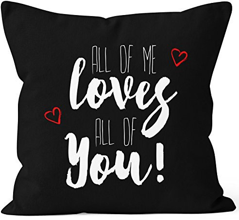 MoonWorks Kissenbezug All of me Loves All of You 40x40 Baumwolle schwarz Pullover