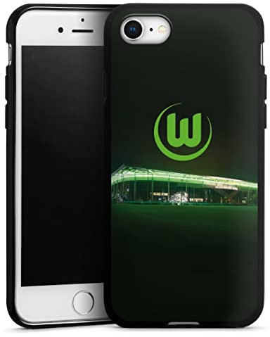 Silikon Hülle kompatibel mit Apple iPhone 7 Case schwarz Handyhülle Offizielles Lizenzprodukt VFL Wolfsburg Stadion