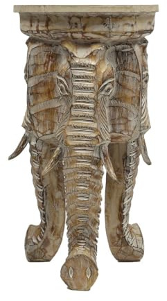 Oriental Galerie Rundhocker Holzhocker Elefanthocker Blumehocker Whitewash Elefant Hocker ca 60cm hoch 32cm Durchmesser Holz Natur