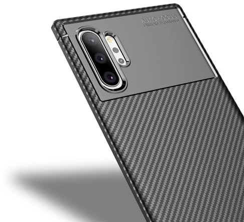 AVANA Galaxy Note 10 Plus Hülle Schutzhülle Slim Fit Case Schwarz Schutz Weiche Silikon TPU Schale Kratzfest Kohlefaser Handyhülle Bumper Cover für Samsung Galaxy Note 10+ Carbon Optik
