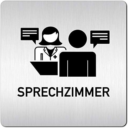 Türschilder24 XXL Schild - Türschild (B) • 125 x 125 mm • Sprechzimmer 002 Ärztin • 1,5 mm Aluminium Vollmaterial • 100% Made in Germany