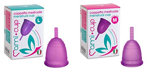 MAMICUP – Kit Coppette Mestruali in Silicone Medicale 100% Made in Italy, Coppetta Mestruale Morbida, Anallergica, Priva di Lattice e Ftalati (2 Coppette, Taglie M+L)