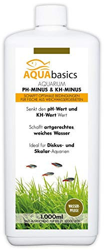 AQUAbasics Aquarium pH-Minus und KH-Minus senkt einfach und schnell den pH- und den KH-Wert - Ideal für Fische aus Weichwassergebieten wie Diskus und Skalare, Größe:1 Liter