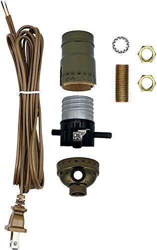 Creative Hobbies Make a Lamp or Repair Kit with Essential Hardware and Matching Cord (Antique Brass)